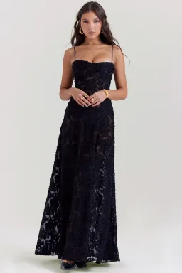 House Of CB Seren Lace Back Maxi Dress Black Floral Size S / AU 8 for rent on The Volte - image 5