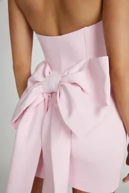 Meshki Meredith Strapless Bow Mini Dress in Blush Pink Size XS / AU 6 for rent on The Volte - image 2