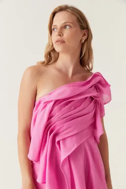 Aje Genesis Mini Dress Muted Fuschia Size AU 8 for rent on The Volte - image 2