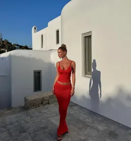 Asta Resort Carolina Camisole and Skirt Set Rossa Sequin Size S / AU 8 for rent on The Volte - image 1