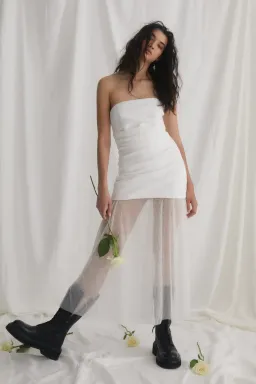 Misha Nasrin Strapless White Sequin Midi Dress Size 8/S for rent on The Volte - image 3