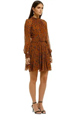 Nicholas High Neck Button Mini Dress in Tobacco Multi Size 6 for rent on The Volte - image 1