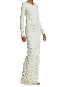Khaite Lana Ruched Dress Ivory Size 8 for rent on The Volte - image 3
