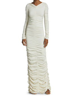 Khaite Lana Ruched Dress Ivory Size 8 for rent on The Volte - image 2