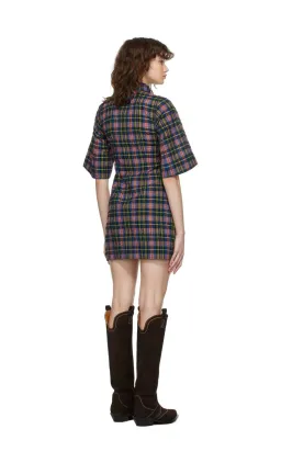 Ganni Seersucker Check Dress Print Size 8 for rent on The Volte - image 3