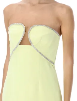 Self- Portrait Diamanté Trim Midi Dress Lime Green Size 8 for rent on The Volte - image 2