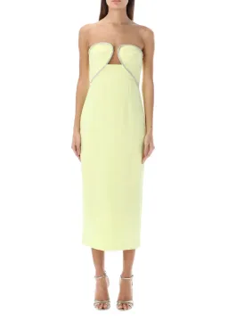 Self- Portrait Diamanté Trim Midi Dress Lime Green Size 8 for rent on The Volte - image 4