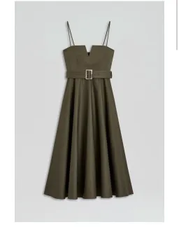 Scanlan Theodore Sateen Resin Trim Dress Khaki Size 10 for rent on The Volte - image 4