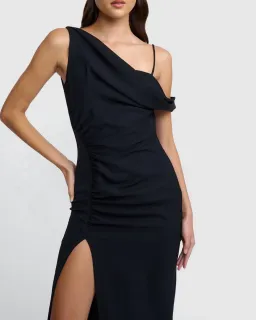 By Johnny Nadal Asymmetric Split Gown Black Size 10 for rent on The Volte - image 5