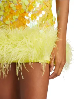 Bronx and Banco Izzy Sequin & Feather Mini Dress Yellow Size AU 6 for rent on The Volte - image 5