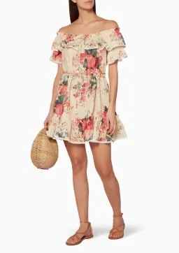 Zimmermann Laelia Frill Tier Short Dress Meadow Floral Size 8 for rent on The Volte - image 1