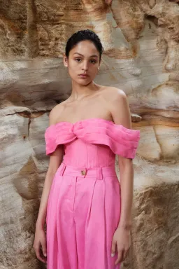 Aje Cordelia Corset Top with Matching Tailored Pants Pink Size 8 for rent on The Volte - image 2