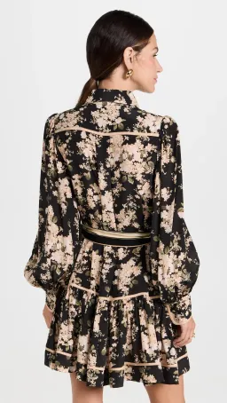 Zimmerman Shirt Mini Dress in Black Ivory Floral Size 10 for rent on The Volte - image 2