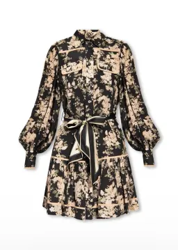 Zimmerman Shirt Mini Dress in Black Ivory Floral Size 10 for rent on The Volte - image 3