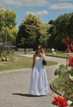 Shona Joy Blanc Linen Strapless Panelled Drop Waist Maxi Dress Ivory Size XS / AU 6 for rent on The Volte - image 4