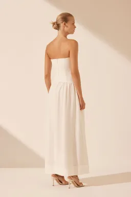 Shona Joy Blanc Linen Strapless Panelled Drop Waist Maxi Dress Ivory Size XS / AU 6 for rent on The Volte - image 3