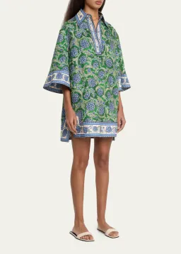 Zimmermann The Junie Tunic Dress in Green/Blue Floral Size 2 / AU 12 for rent on The Volte - image 2