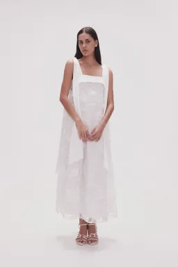 Aje Ursula Midi Dress Ivory Size 14  for rent on The Volte - image 1