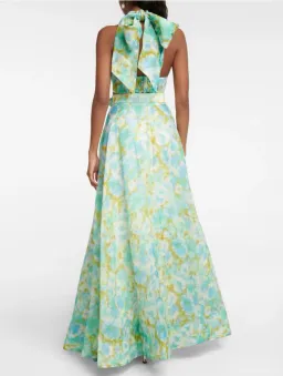 Zimmermann High Tide Twist Crop Bodice Size 3 / AU 14 & Maxi Skirt Size 2 / AU 12 Set in Aqua Ikat Floral for rent on The Volte - image 6