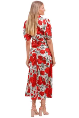 Ganni Brazillian Sand Silk Stretch Satin Maxi Dress Floral Size 10 for rent on The Volte - image 3