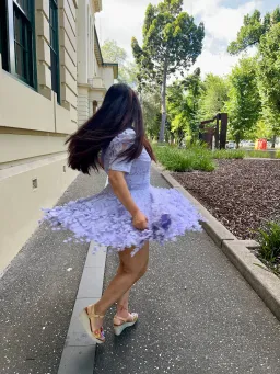 Zimmermann High Tide Lace Blouse & Flip Mini Skirt Set Periwinkle Size 3 / AU 14 for rent on The Volte - image 4