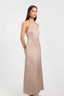 Kookai Belle Tie Back Midi Dress Bronze Size 10 for rent on The Volte - image 2