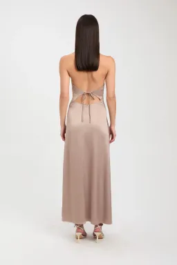 Kookai Belle Tie Back Midi Dress Bronze Size 10 for rent on The Volte - image 3