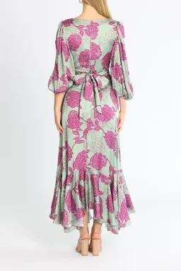 PatBo Celia Print Dress in Aqua Size 8 for rent on The Volte - image 3