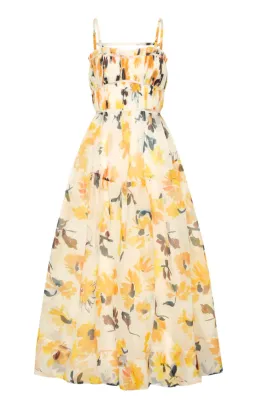 Aje Botanica Cross Back Midi Dress Pressed Sunflowers Size 10 for rent on The Volte - image 3