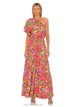 SWF Frida One Shoulder Puff Sleeve Maxi Dress Floral Size L / AU 14 for rent on The Volte - image 1