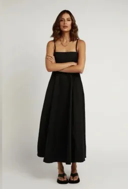 DISSH Ross Linen Midi Dress Black Size 8 for rent on The Volte - image 3