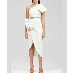 Acler Mancroft One Shoulder Top and Midi Skirt Set Mint Green Size 8 for rent on The Volte - image 1