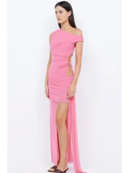 Bec & Bridge Kailani Asym Dress Grapefruit Pink Size AU 10 for rent on The Volte - image 2