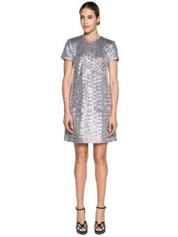 Cue Sequin Shift Mini Dress Silver Size AU 14 for rent on The Volte - image 1