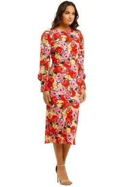 Rebecca Vallance Blume LS Midi Dress in Print Size 10 for rent on The Volte - image 1