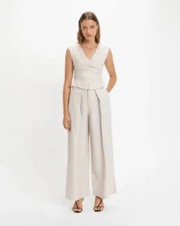 Cue Zip Front Wide Leg Pant Stone Size AU 12 for rent on The Volte - image 1