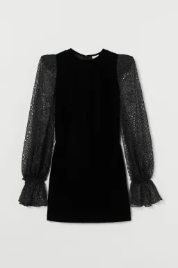 The Vampire's Wife x H&M Velvet Lace Sleeve Dress Black Size 10 for rent on The Volte - image 3