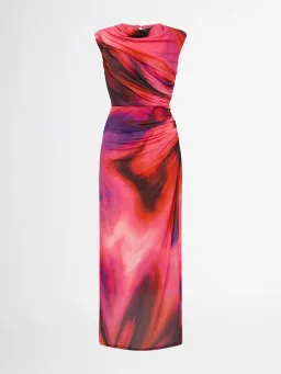 Sheike Tornado Mesh Maxi Dress Red and Pink Watercolour Print Size 10 for rent on The Volte - image 3