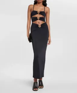 Christopher Esber Pierced Orbit Column Midi Dress Black Size 6 for rent on The Volte - image 1