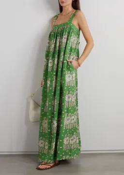 Oroton Posie Linen Maxi Dress Green Floral Size 8 for rent on The Volte - image 1