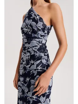 Scanlan Theodore Italian Floral Mesh Dress Navy Size AU 6 for rent on The Volte - image 2