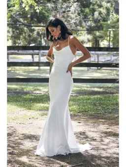 Milla Grace Loves Lace Honey Silk Inspiration Bridal Dress White Size AU 6 for rent on The Volte - image 1