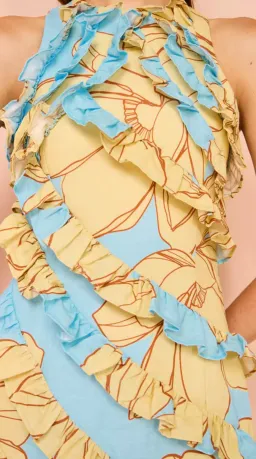 Issy Multi Frill Mini Dress In Summer Print Size AU 8 for rent on The Volte - image 2