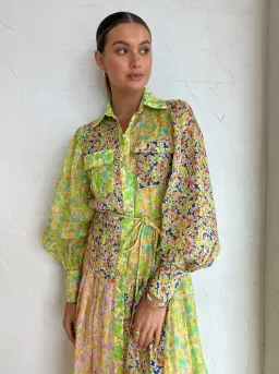 Alemais Daisy Patchwork Shirtdress In Multi Size AU 8 for rent on The Volte - image 3