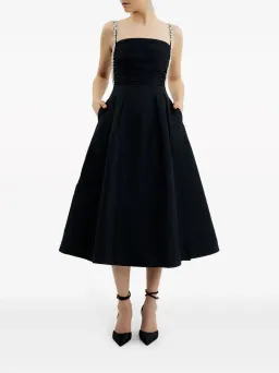 Rebecca Vallance Danielle Crystal-Embellished Midi Dress Black Size 8 for rent on The Volte - image 1