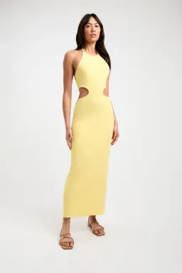 Kookai Alia Midi Dress Yellow Size 10 for rent on The Volte - image 1