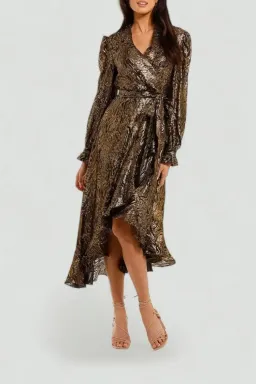 Rebecca Vallance Quixote Midi Dress in Gold Dark Size 16 for rent on The Volte - image 1