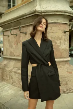 Anna Quan Chiara Blazer Mini Dress Black Size 8 for rent on The Volte - image 1