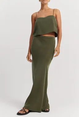 Country Road Pull-On Cupro Skirt Dark Olive Size 10 for rent on The Volte - image 2