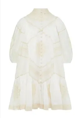 Zimmermann Jude Guipure Lace Trim Mini Dress in Cream Size 1/AU 10 for rent on The Volte - image 3